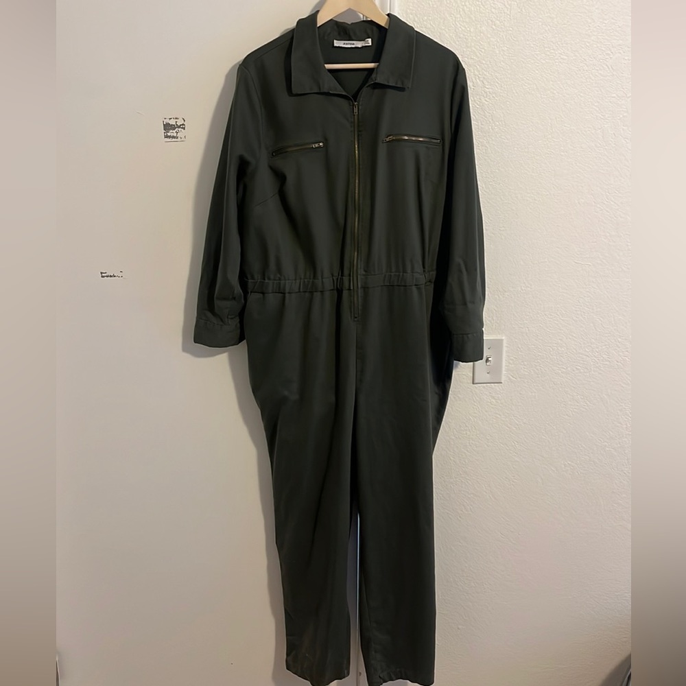 JustFab Olive Green Utility Jumpsuit